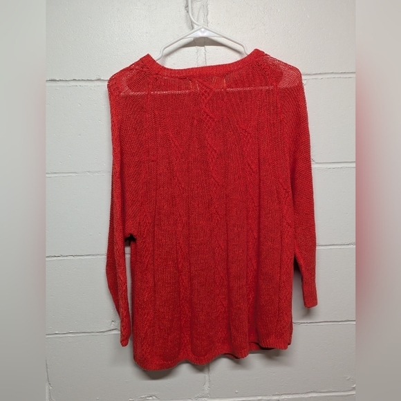 Rosie Neim Rosie Neira Anthropologie (Small) Red Knit Linen Blend Sweater NWT - Picture 2 of 8